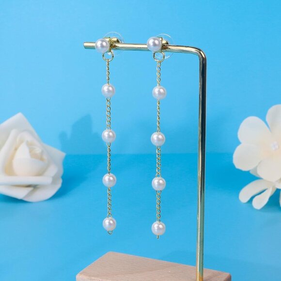 Pearl Earrings for Women, 14k Gold Pearl Drop Earrings Boho Summer Earrings as M - Picture 8 of 9